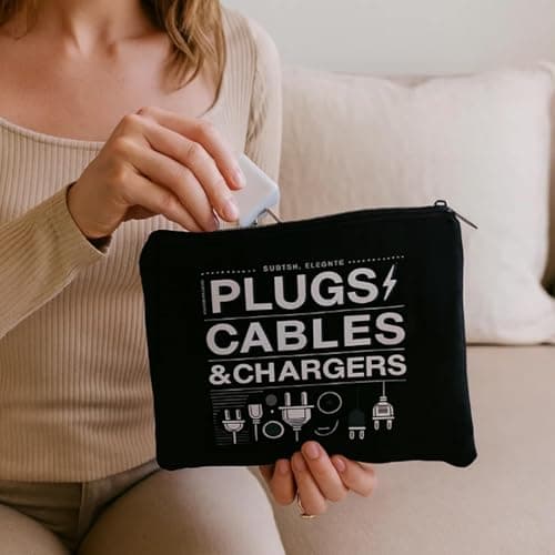 Black Travel Tech Organiser Bag for Cables, Chargers and Power Banks — view 4