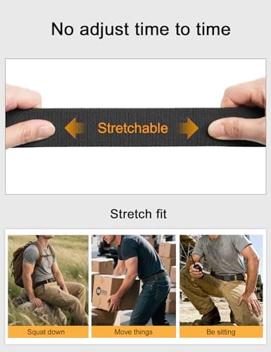 JUKMO Men's Stretch Tactical Belt, 1.5" Elastic Nylon Web with Flip Buckle — view 4