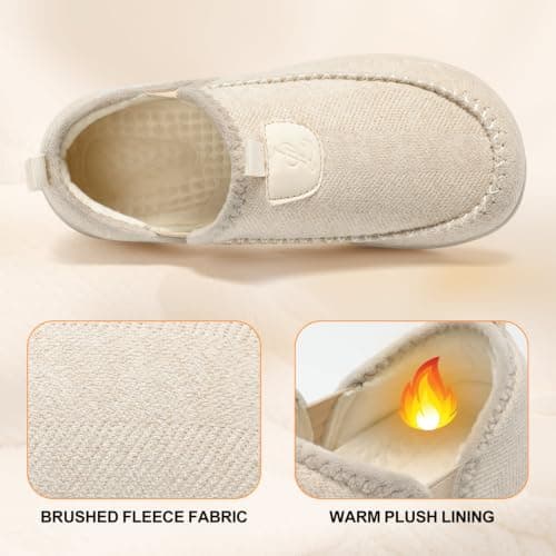 JOINFREE Womens Indoor Slippers Wide Toe Box Memory Foam Beige — view 3