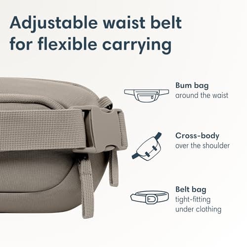 Larkson Small Waist Pack Slingbag Men & Women Grey - Helge - Anti-Theft Bum Bag Cross Body Bag with RFID Blocker for Everyday & Travel - Breathable Mesh Padding - Water-Repellent — view 6