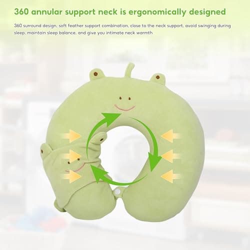 Kids Travel Pillow, Memory Foam Airplane Pillow with Cute Eye Mask(Green) — view 4