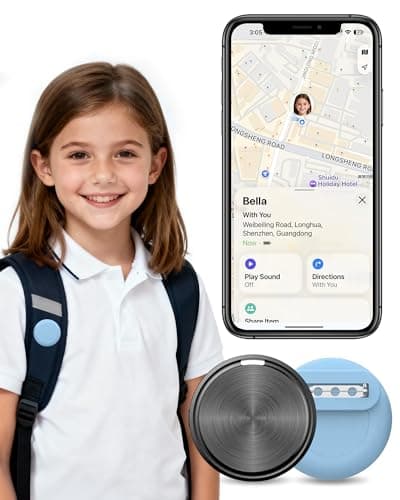 GPS Tracker Tag for Kids, iOS Only, Works with Apple Find My, No Monthly Fee, Child & Elderly Tracking Device with Pin Clip for Backpack, Clothing, School Bag