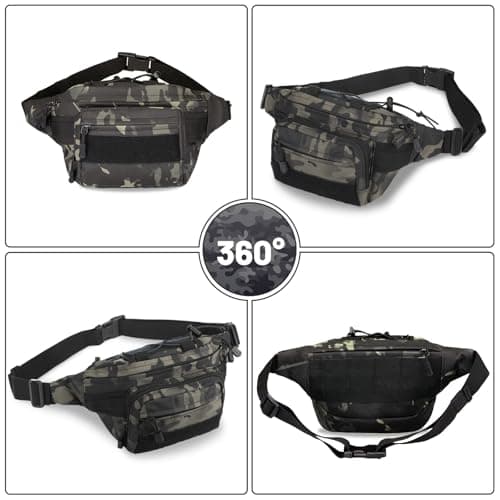 Huntvp Waist Bag Molle Fanny Pack Bumbag Hip Running Bag Bum Bags for Men Ladies Camping Running Dog Walking Holiday (Camo-m) — view 2