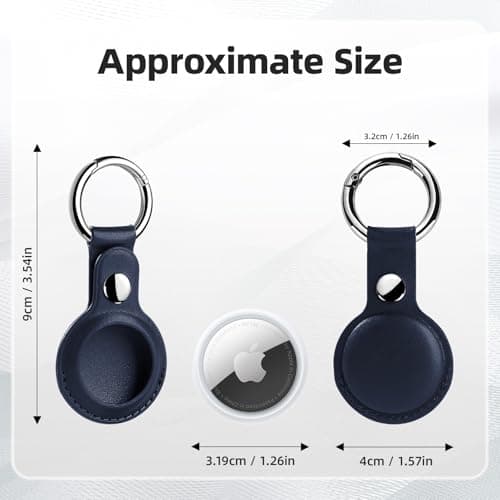 LETREEN Airtag Case, 4 Pack PU Leather Airtag Holder with Key Ring — view 4