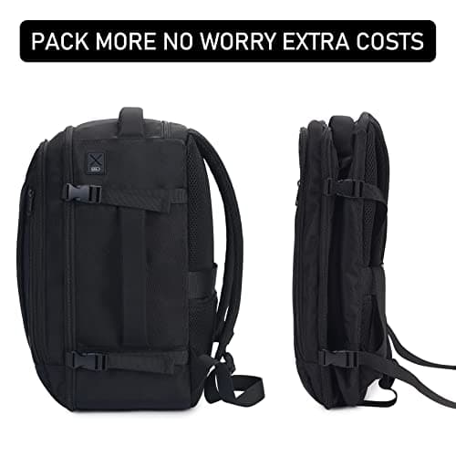 ECOHUB Ryanair Cabin Bag 40x20x25 Underseat Travel Bag 9 Pockets Hand Luggage Backpack Recycled PET Eco Friendly Rucksack for Women & Men Carry on Bag with USB Port, 20L, Black — view 6