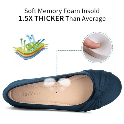 MaxMuxun Women Pregnant Walking Casual Dolly Shoes Slip-on Bow-tie Ballet Ballerina Pumps After Party Navy Flats Size 6 UK / 39 EU — view 5