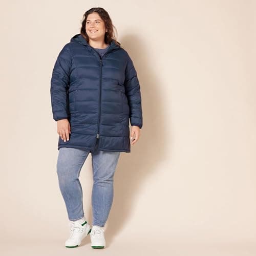 Amazon Essentials Women's Lightweight Water-Resistant Packable Hooded Puffer Jacket (Available in Plus Size), Navy, XL — view 6