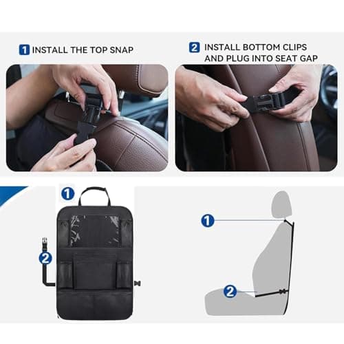 ZIOYANE Car Seat Organiser - Waterproof Automotive Backrest Protector, Ideal Car Storage Organiser for Kids Snacks, Toys & Devices, Durable Vehicle Seat Back Organizer Bag — view 3