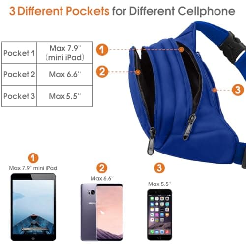 JAUSFETS 3 Pockets Bumbags Waterproof Large Capacity Waist Pack — view 3