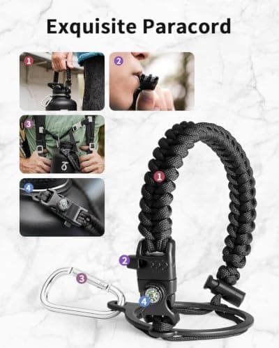 Trebo Insulated Water Bottle 2 L Stainless Steel with Paracord Handle & Bag — view 4
