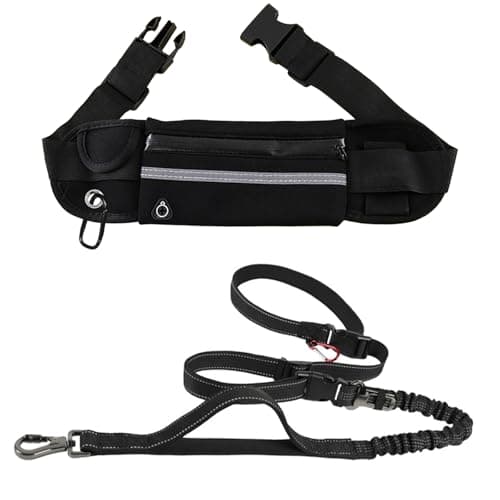 Hands Free Dog Lead Walking Belt,Heavy Duty Dog Running with Waist Belt,Adjustable Bungee,Waist Bag Reflective Stitches for Jogging — view 5