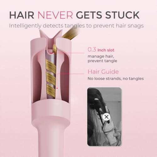 TYMO Hair Curler Automatic Rotating - CURLPRO, Curling Wand, Pink 1 inch — view 5