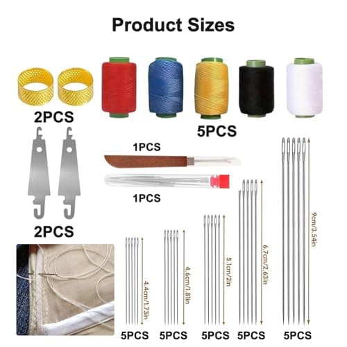 Sewing Kit 36PCS Big Eye Stainless Steel Needles for Adults UK, Hand Sewing Kit with Needle Threaders, Thimbles, Seam Ripper & Thread, Complete Sewing Set for Home Repairs & Travel Emergencies — view 2