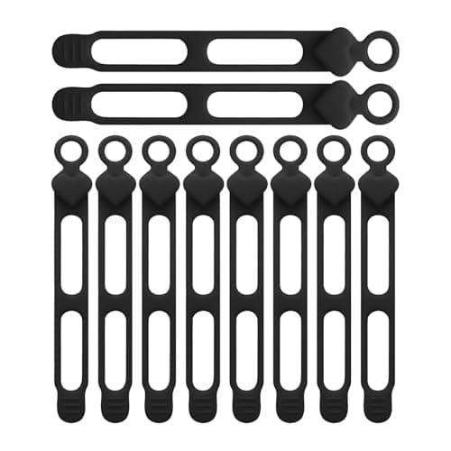 Silicone Cable Organizers – 10-Pack Reusable Elastic Tie Buckles for Charging, Desk, Car, Home and Travel Storage | Multipurpose Fastening Clips for Cables Bundling and Management Outdoors