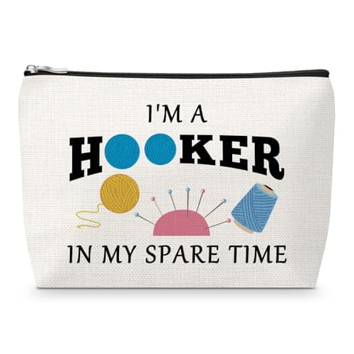 Crochet Lovers Gifts for Women Makeup Bag Crocheting Gift for Crochet Lovers Knitting Gifts for Knitting Lover Beginners Christmas Birthday Gift for Crocheters Knitters Friends Travel Zipper Pouch