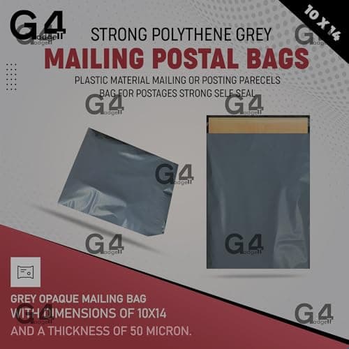 G4GADGET 100x 10 x 14 Inch Large Mailing Bags – Tear-Resistant, Waterproof Poly Bags for Shipping – Ideal for Packing Clothes & Parcels, Strong Self-Seal — view 2
