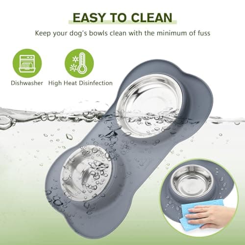 pecute Dog Bowls Non-Slip, Stainless Steel Double Bowls Set For Cats & Dogs — view 5