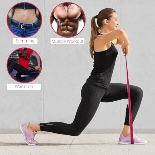TechStone Resistance Bands Set for Men and Women, Pack of 5 Different Resistance Levels Elastic Band for Home Gym Long Exercise Workout – Great Fitness Equipment for Training (Red) — view 6