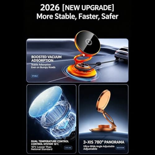 360° Rotation Magnetic Car Phone Holder Charger(Orange) — view 6