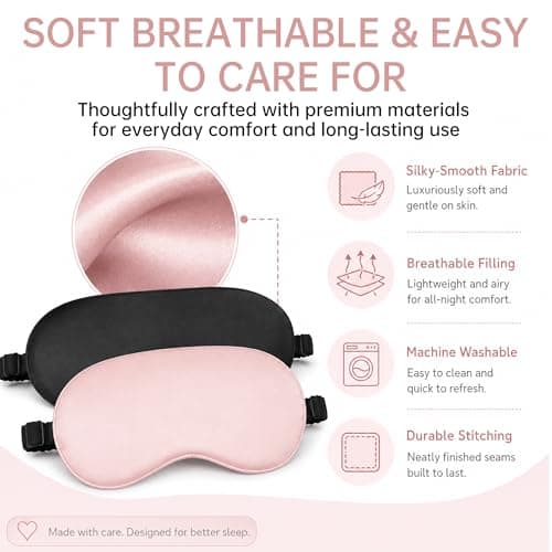 2-Pack Blackout Sleep Mask, Silk-Like Zero Pressure Eye Mask — view 3