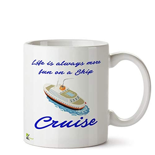 Kruzroyal Life More Fun On Ship Cruise Mug | Inspirational Travel Holiday Ceramic Coffee Tea Cup Gift for Cruise Lover, Sailor, Retirement