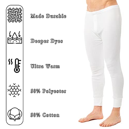Heatwave® Pack of 2 Men's Thermal Trousers Long Johns Warm Underwear Baselayer Thermals, Medium White — view 3