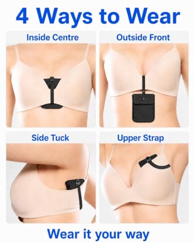 RFID-Blocking Travel Bra Wallet, Hidden Money Pouch with Elastic Strap — view 5