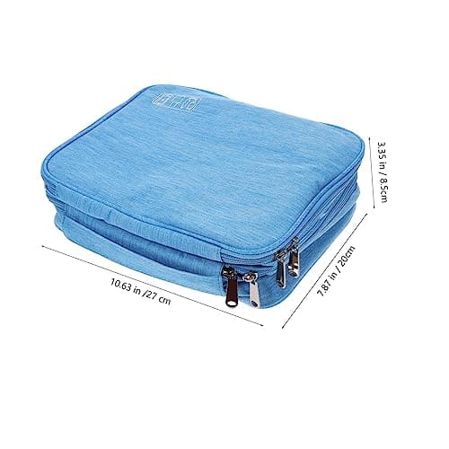 OSOLADY Waterproof Electronic Organizer Bag for Travel Three-Layer Cable Storage Pouch Zipper Sturdy Polyester Accessory Case for Cords Chargers and Adapters Sky-blue — view 2