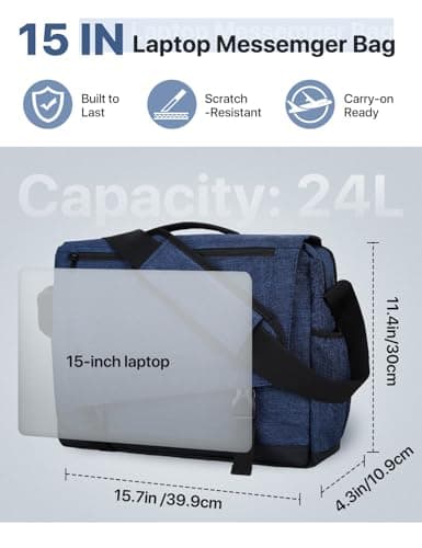 Messenger Bag for Men, VONXURY Lightweight Water Resistant 15.6 In Laptop Bag Crossbody Bag for School Office — view 2