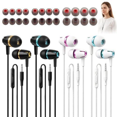 4 Pack 3.5mm Jack In Ear Wired Noise Cancelling Earphones with Microphone