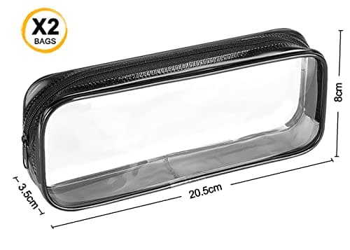 Clear Pencil Case, Travel Toiletry Bags Clear Exam Pencil Case Transparent Makeup Bag Waterproof PVC Zippered Comestic Storage Pouch Ideal for Stationery, Toiletries, Travel & Office Supplies (2 pcs) — view 6