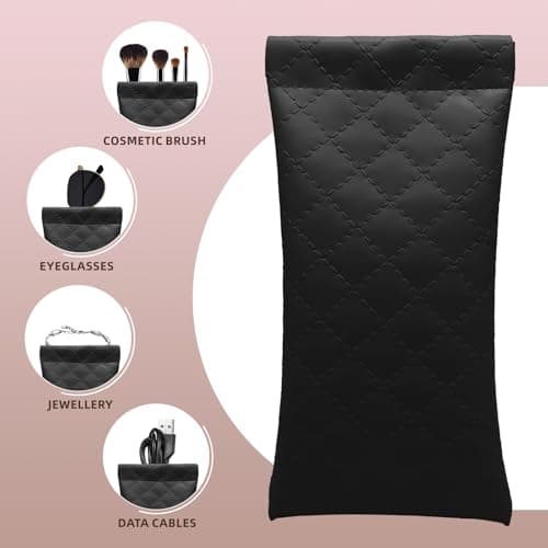 MeiLang Soft PU Leather Eyeglass Case, 2Pcs Glasses Case for Women & Men, Portable Squeeze Top Glasses Pouch for Travel Trinket Organizer Bags — view 5