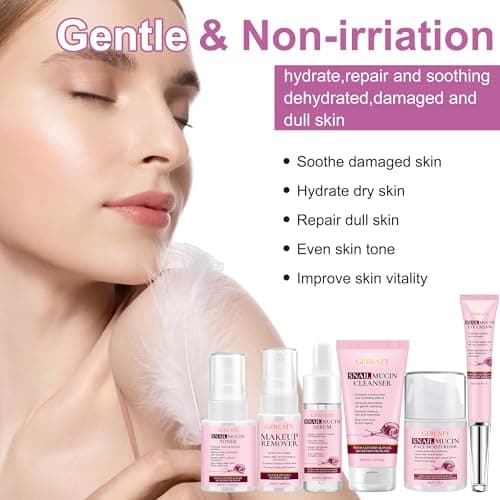 Skincare Set,6 PCS Snail Mucin Skin Care Set,Snail Mucin Anti-aging Moisturizing Repair Soothing Hydrating Facial Skin Care Routine Kit ,Travel Skincare Gift Set for Teen Girl Women Mothers Day — view 4