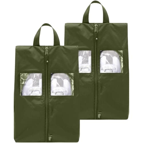 TRAVEL DUDE Shoe Bag, Travel Boot Bag, Clear Window, Forest Green, Set Of 2