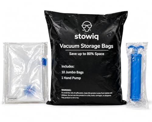 Vacuum Storage Bags with Pump – 10 Jumbo Pack (70x100cm) | Extra Large Space Saver Bags for underbed storage like Duvets, Bedding etc | Ideal for Underbed Storage | Reusable Airtight Compression Bags
