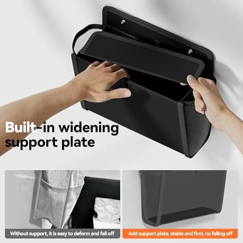 Etomvoop 2pc Campervan Door Storage Organizer Wall Mounted Hanging Bag with Large Pockets Organiser Solutions for RV Van Motorhome Camper Kitchen Office Camping Accessories Black Basket — view 3