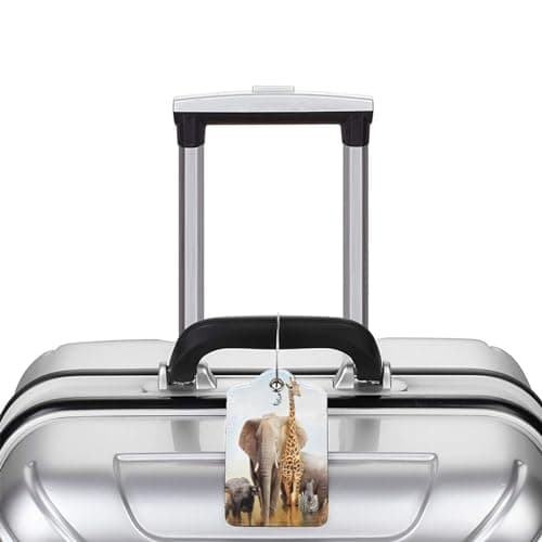 Animal Safari Patterned Leather Luggage Tag with Name Id Tag and Stainless Steel Ring for Women Men Luggage Handbags 1 Pcs — view 5