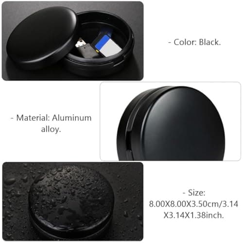 KICHOUSE Black Metal Headphone Storage Case Portable and Protective Aluminium Alloy Carrying Bag Easy to Carry Heavy Duty Earphone Storage for Travel — view 2