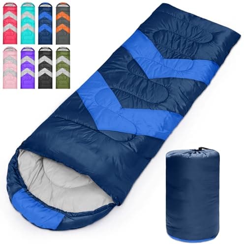 Tesmien Sleeping Bag for Adults & Kids 3-4 Season Warm Weather and Winter Lightweight, Waterproof for Teens, Men's Indoor & Outdoor Camping/Traveling/Hiking, Navy Blue