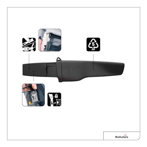Hultafors Craftsman's knife HVK GH I All-purpose knife with non-slip Santoprene® handle and premium carbon steel blade I Including holster and holder for working trousers I 380210 — view 5