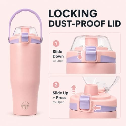Mayim The SoftSip Bottle — 30oz Insulated Water Bottle with Silicone Spout | Snap-Cover Locks & Protects | Soft Full-Grip Silicone Carry Loop | Dishwasher Safe (Blush Violet) — view 6