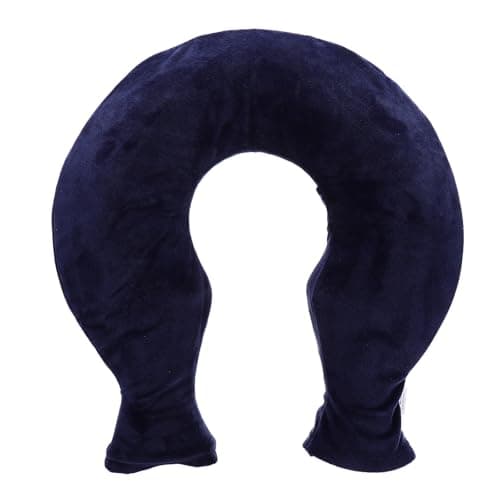 PAMINGONO U Shape Neck Hot Water Bottle with Plush Cover and Silicone Material, Washable Travel Neck Warmer for Office Use, Relax Pressure on Head and Cervical Vertebra, Blue Winter Hot