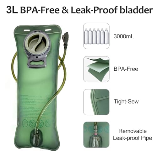 Hydration Backpack Tactical with 3l Water Bladder: Hiking MOLLE Military Day Bag for Hunting for Men Women — view 2
