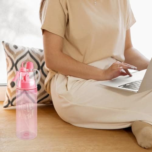 Thyonta 580ML Mist Spray Water Bottle, Leakproof Sports Drinking Bottle with Cooling Spray Function, Wide Mouth Hydration Bottle with Carry Strap for Gym, Cycling, Hiking and Outdoor Activities — view 4