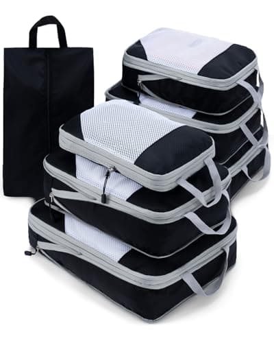 Meowoo 7-Piece Compression Packing Cubes for Luggage, Travel Organisers