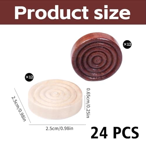 24 Pcs Draughts Board Game,Draughts Pieces,Wooden Checkers,Draughts Set,Durable Backgammon Chess,Quality Stackable Draught Pieces Replacement for Adults Kids Boardgames Learning Travel Camping Games — view 2