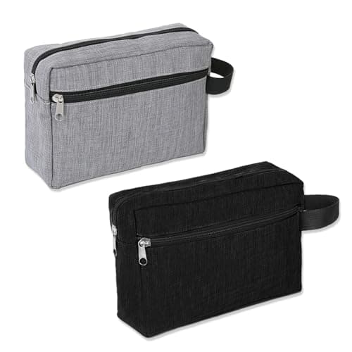 BDSHUNBF 2 Pcs Men's Wash Bags - Travel Friendly Washbags for Men - Black Small Men's Toiletry Bag for Traveling and Everyday Use