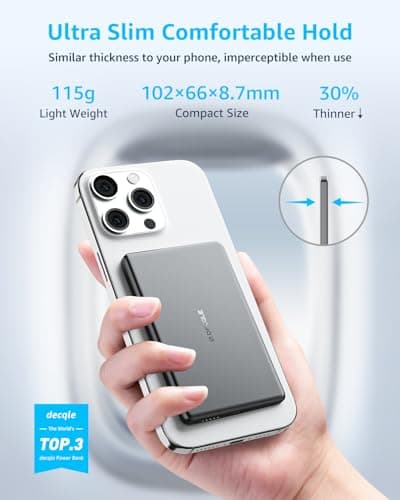 decqle “Air” Power Bank for MagSafe 5000mAh Ultra Slim Battery Charger Case — view 2
