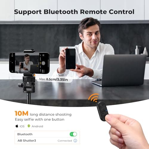 K&F CONCEPT 69"/175cm Phone Selfie Stick Tripod with Phone Holder — view 4