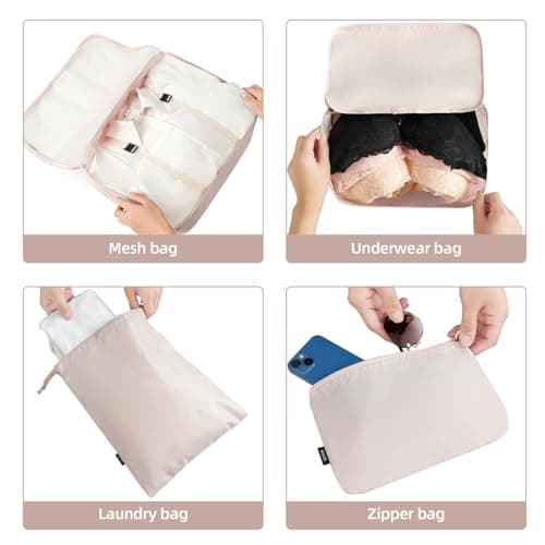 BAGAIL 10 Set Packing Cubes Various Sizes Packing Organizer for Travel Accessories Luggage Carry On Suitcase - Cream — view 6